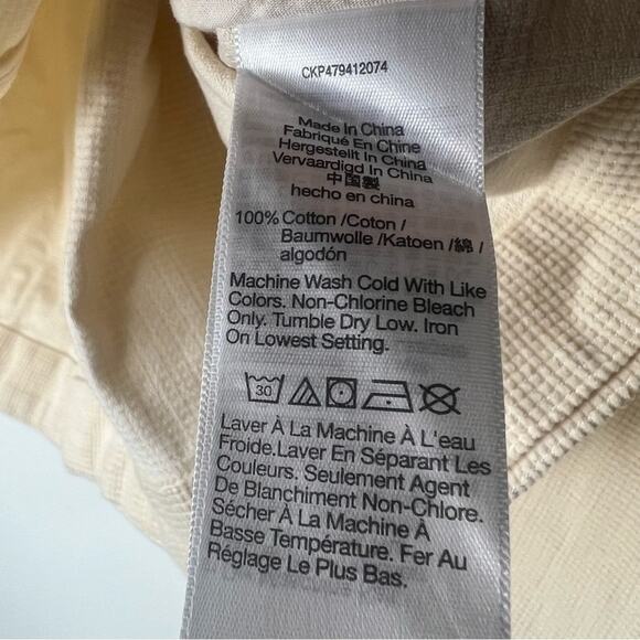 Madewell Cream Waffle-Knit Relaxed V-Neck Top Medium - Picture 4 of 5